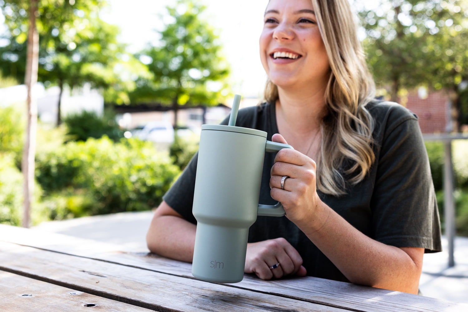 Simple Modern 30 fl oz Insulated Stainless Steel Trek Tumbler with Straw Lid | Seaglass Sage and Cream Checkmate - B21Q