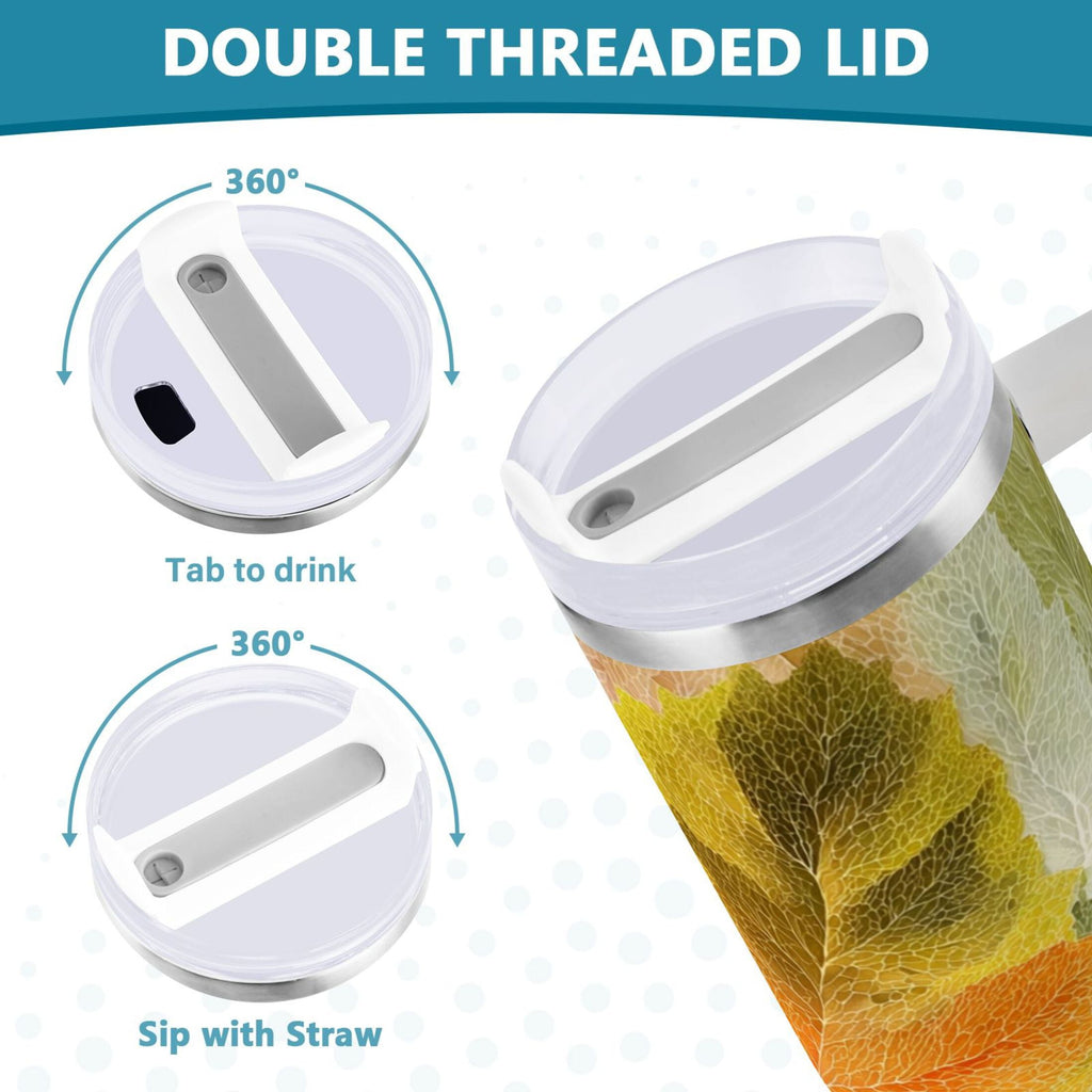 30 oz Insulated Stainless Steel Tumbler Double Wall Stainless Steel Tumbler with 2-Way Drinking Various Shades Autumn Leaves - 5FA4