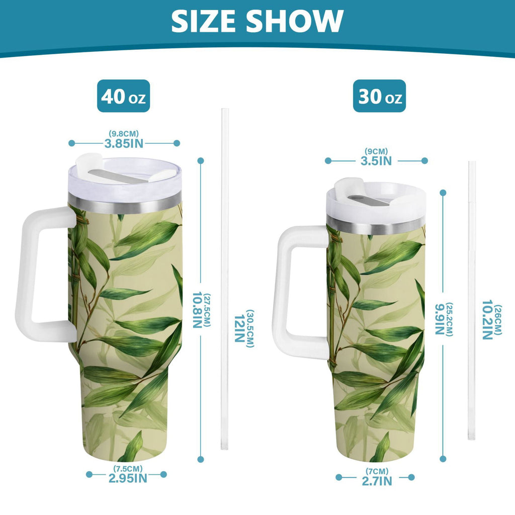 30 oz Insulated Stainless Steel Tumbler Double Wall Stainless Steel Tumbler with 2-Way Drinking Bamboo Pattern - NCGL