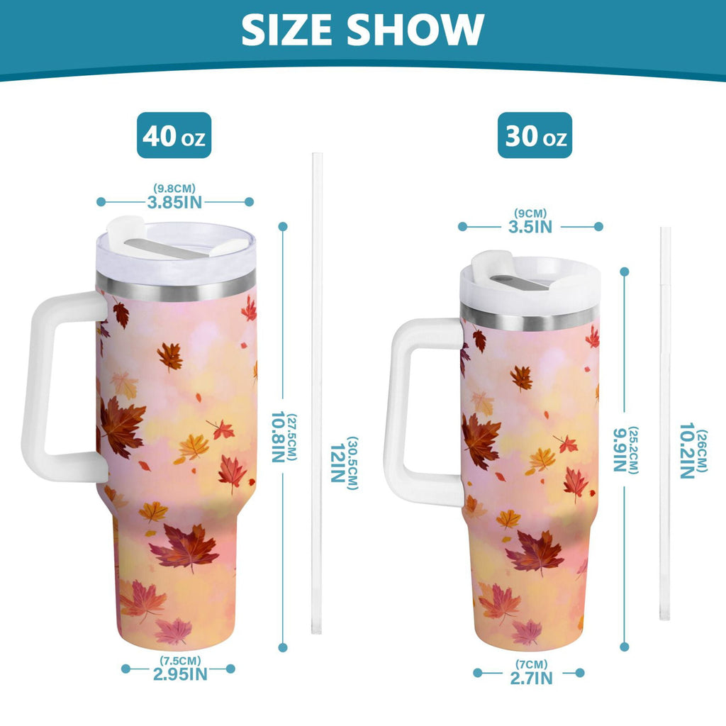 30 oz Insulated Stainless Steel Tumbler Double Wall Stainless Steel Tumbler with 2-Way Drinking Autumn Leaves Falling - 1DYW