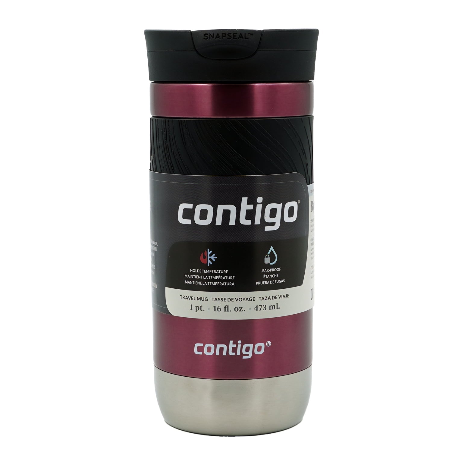 Contigo Byron 2.0 Stainless Steel Travel Mug with SNAPSEAL Lid and Grip, 16oz. - 9DNR