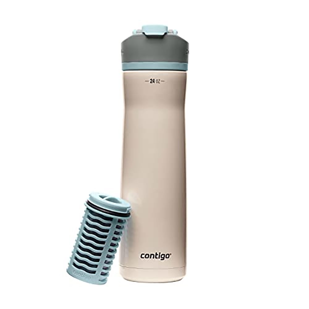 Contigo Clybourn Chill Stainless Steel FreeFlow Filter Water Bottle with AUTOSEAL, 24oz Salt - W33S