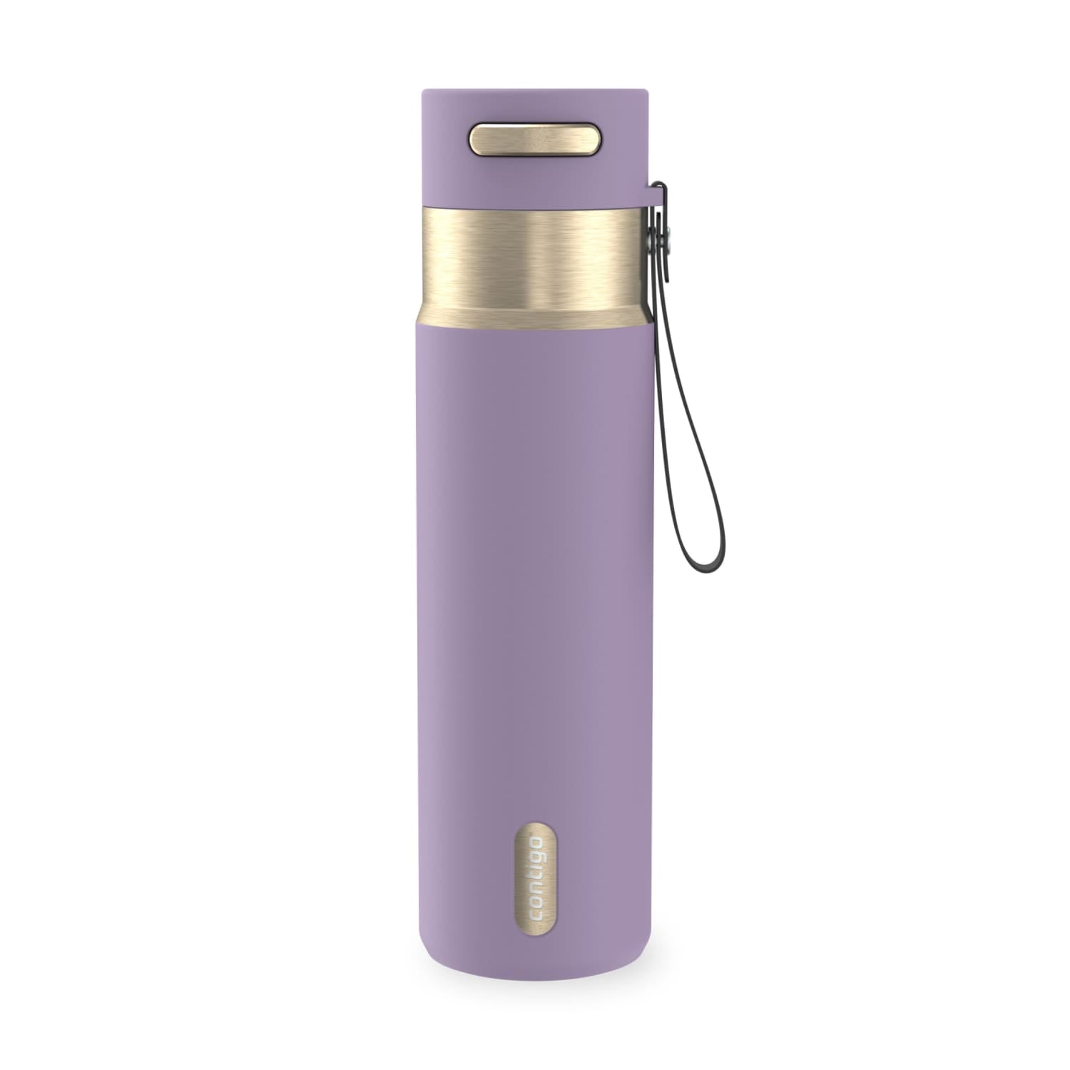 Contigo AutoSeal Leakproof Stainless Steel Reusable Water Bottle Tumbler with Carrying Strap, Cream/Champagne, 24 oz - JV89