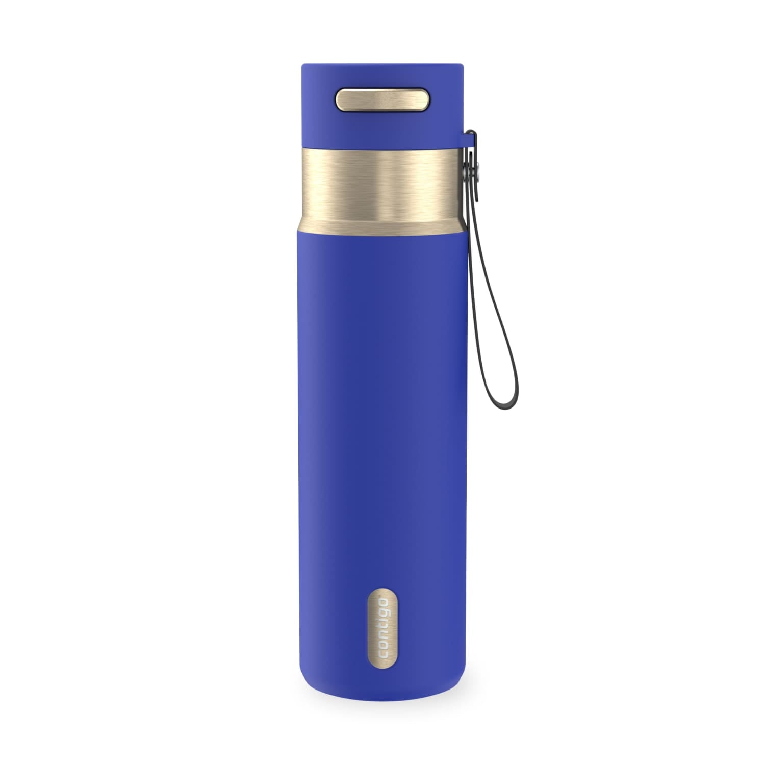 Contigo AutoSeal Leakproof Stainless Steel Reusable Water Bottle Tumbler with Carrying Strap, Cream/Champagne, 24 oz - JV89