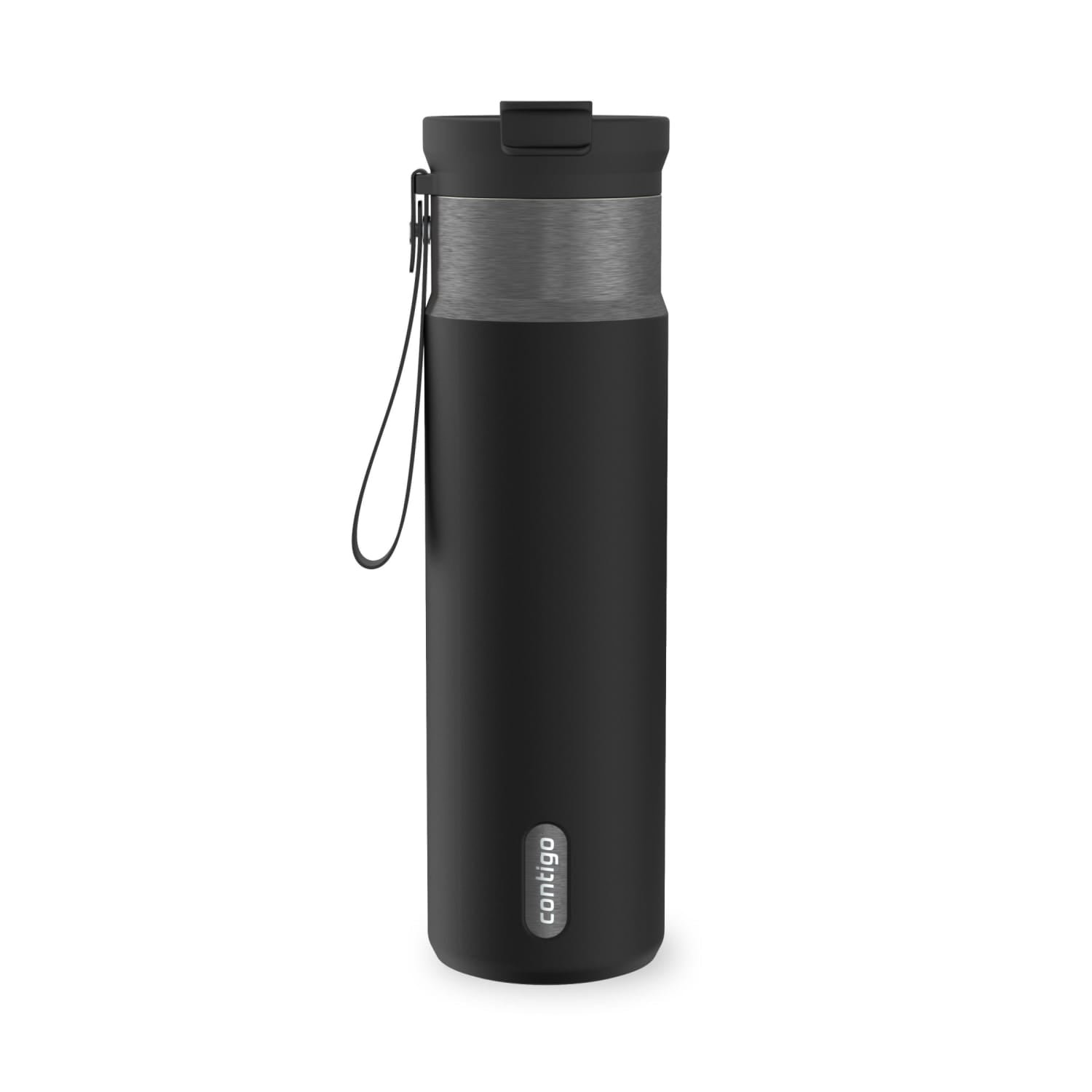 Contigo DualSip Leakproof Stainless Steel Reusable Water Bottle Tumbler with Carrying Strap, Cream/Champagne, 24 oz - T353