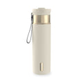Contigo DualSip Leakproof Stainless Steel Reusable Water Bottle Tumbler with Carrying Strap, Cream/Champagne, 24 oz - T353