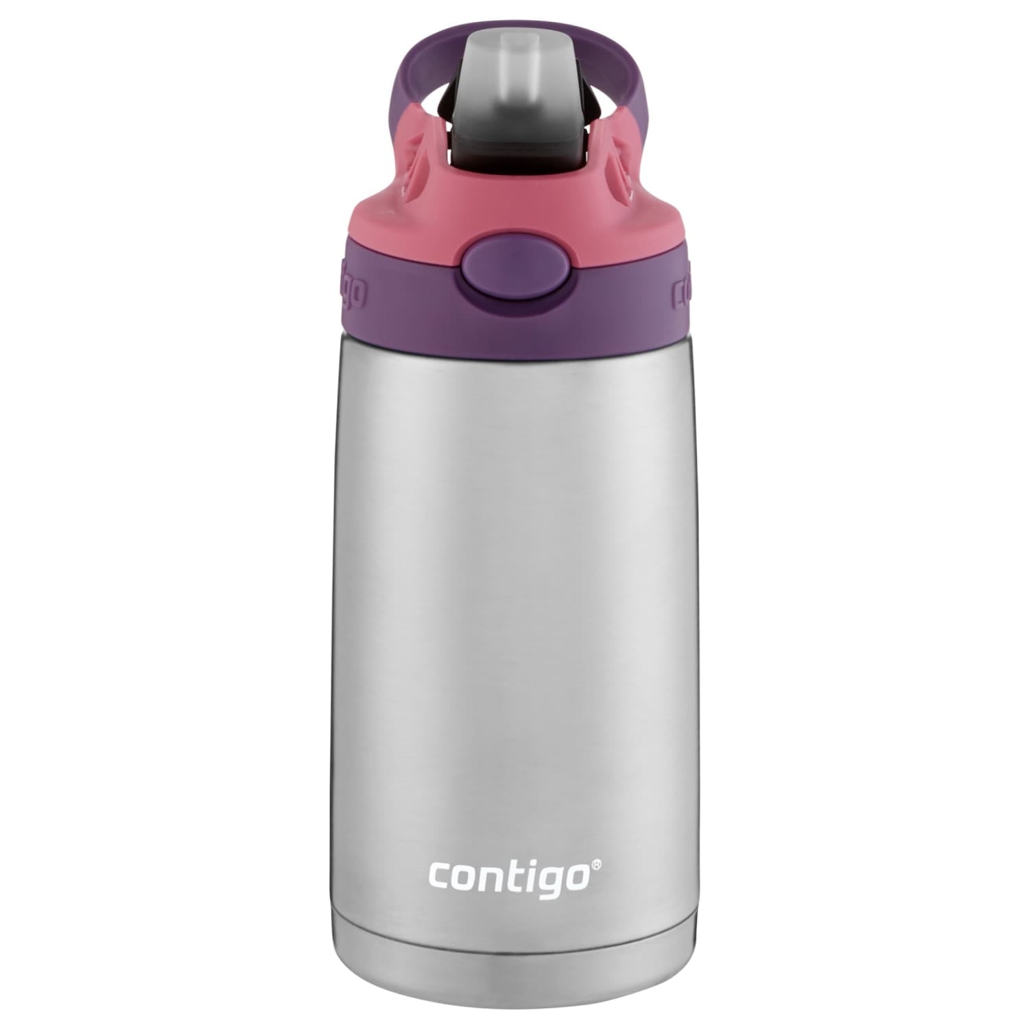 Contigo Kids Stainless Steel Water Bottle with Redesigned AUTOSPOUT Straw Lid Eggplant and Punch, 13 fl oz. - Y1LK