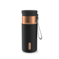 Contigo SnapSeal Leakproof Stainless Steel Reusable Water Bottle with Carrying Strap, Black/Bronze, 16 oz - YXYN