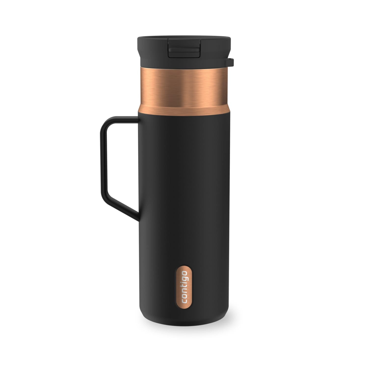 Contigo SnapSeal Leakproof Stainless Steel Reusable Water Bottle Tumbler with Side Handle, Dark Blue/Bronze, 20 oz - RU6A