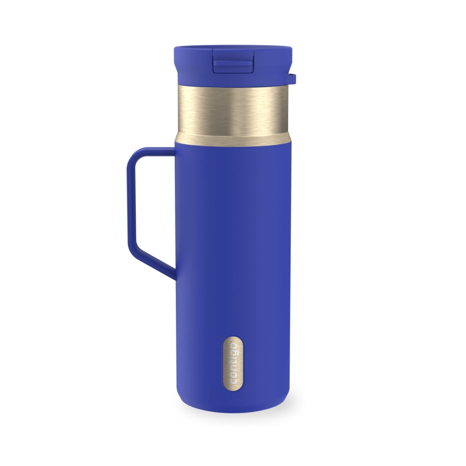 Contigo SnapSeal Leakproof Stainless Steel Reusable Water Bottle Tumbler with Side Handle, Dark Blue/Bronze, 20 oz - RU6A