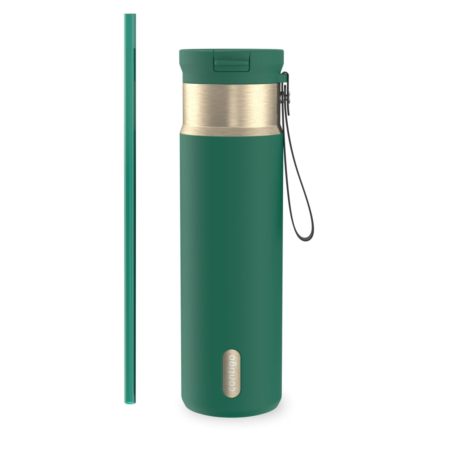 Contigo SnapSeal Leakproof Stainless Steel Reusable Water Bottle with Carrying Strap, Dark Blue/Bronze, 24 oz - 2NSK