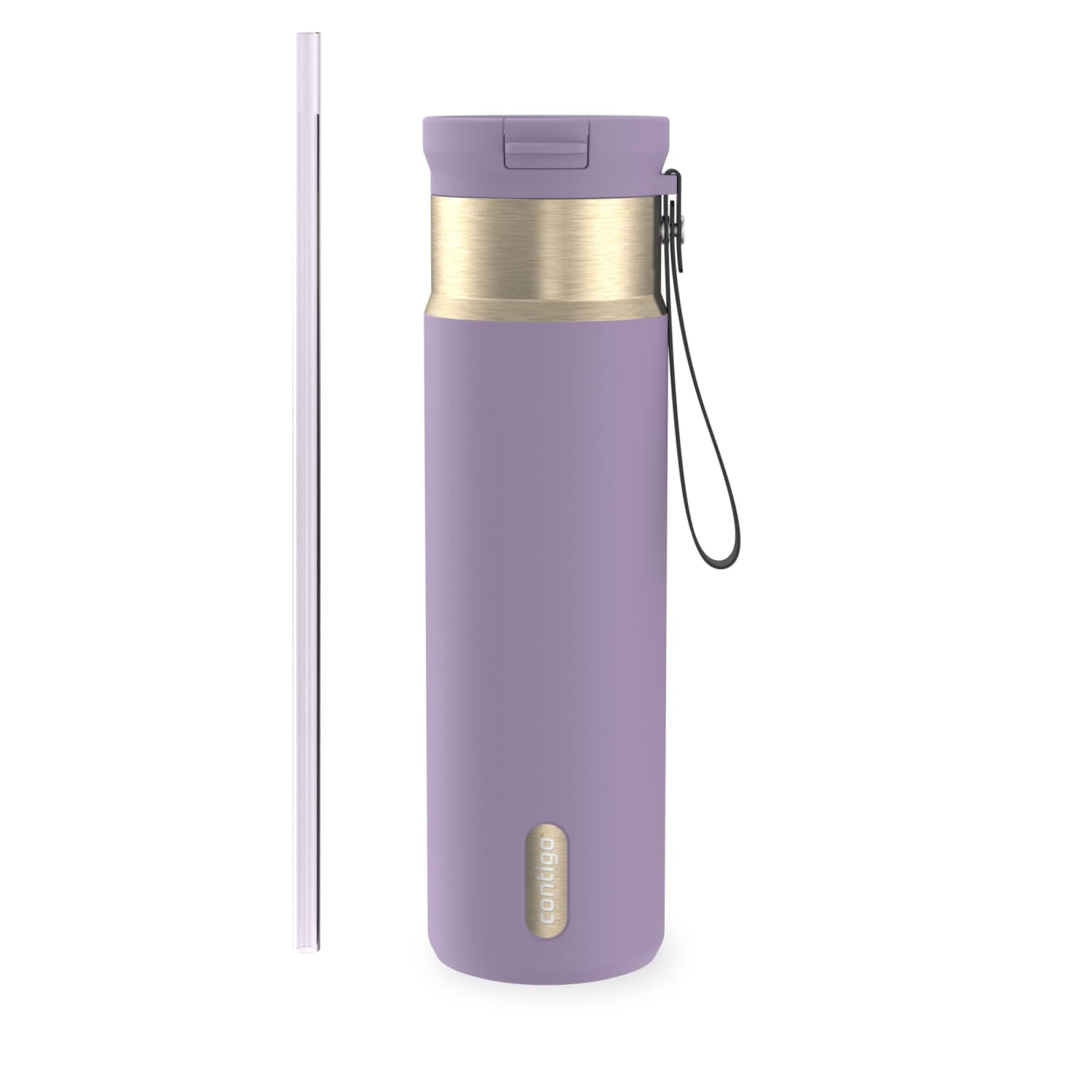 Contigo SnapSeal Leakproof Stainless Steel Reusable Water Bottle with Carrying Strap, Dark Blue/Bronze, 24 oz - 2NSK
