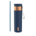 Contigo SnapSeal Leakproof Stainless Steel Reusable Water Bottle with Carrying Strap, Dark Blue/Bronze, 24 oz - 2NSK