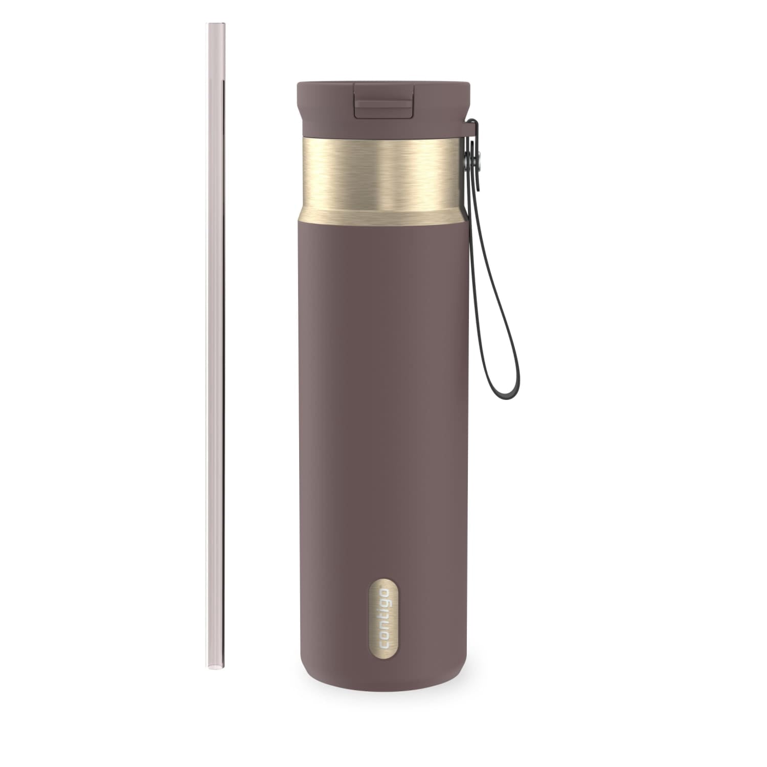 Contigo SnapSeal Leakproof Stainless Steel Reusable Water Bottle with Carrying Strap, Dark Blue/Bronze, 24 oz - 2NSK