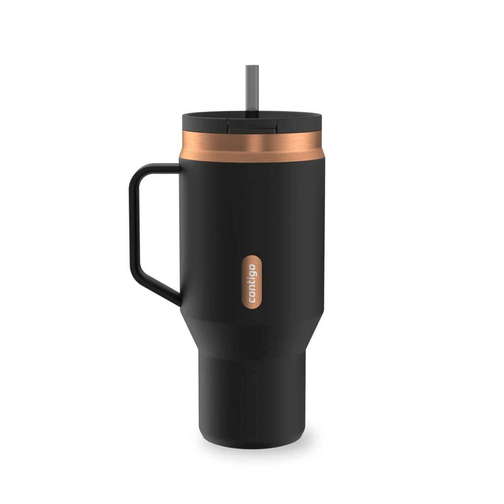 Contigo SnapSeal Leakproof Stainless Steel Reusable Water Bottle Tumbler with Side Handle, Black/Bronze, 30 oz - ROMG