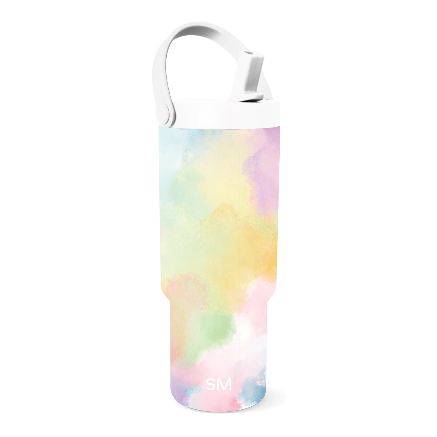 Simple Modern 24 fl oz Insulated Stainless Steel Trek Pivot Tumbler with Straw Lid and Top Handle|Cotton Candy Tie Dye - XIBE