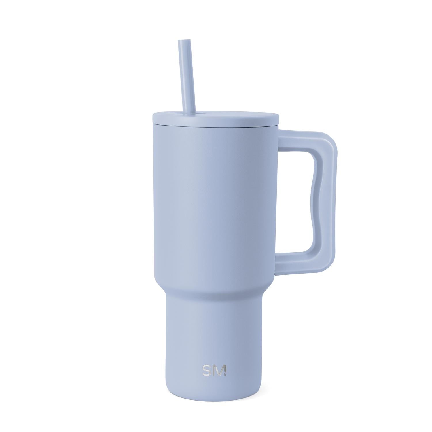 Simple Modern 30 fl oz Insulated Stainless Steel Trek Tumbler with Straw Lid | Seaglass Sage and Cream Checkmate - B21Q