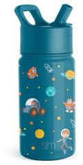 Simple Modern Blippi Kids Water Bottle with Straw Lid | Insulated Stainless Steel Reusable Tumbler for Toddlers, Girls | Summit Collection | 14oz, Blippi Space - D3HW