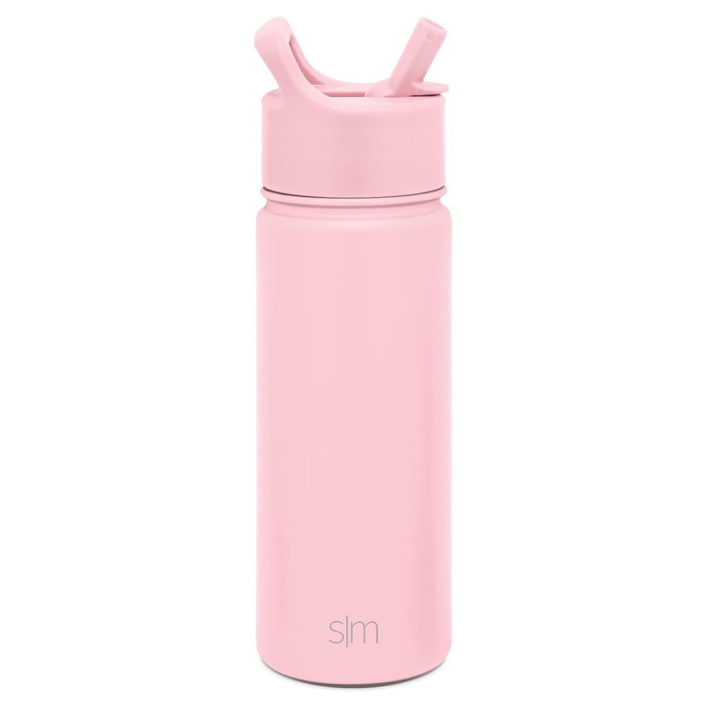 Simple Modern Kids Water Bottle with Straw Lid Vacuum Insulated Stainless Steel Metal Thermos Bottles | Reusable Leak Proof BPA-Free Flask for School | Summit Collection | 18oz, Blush -Blush - F96B