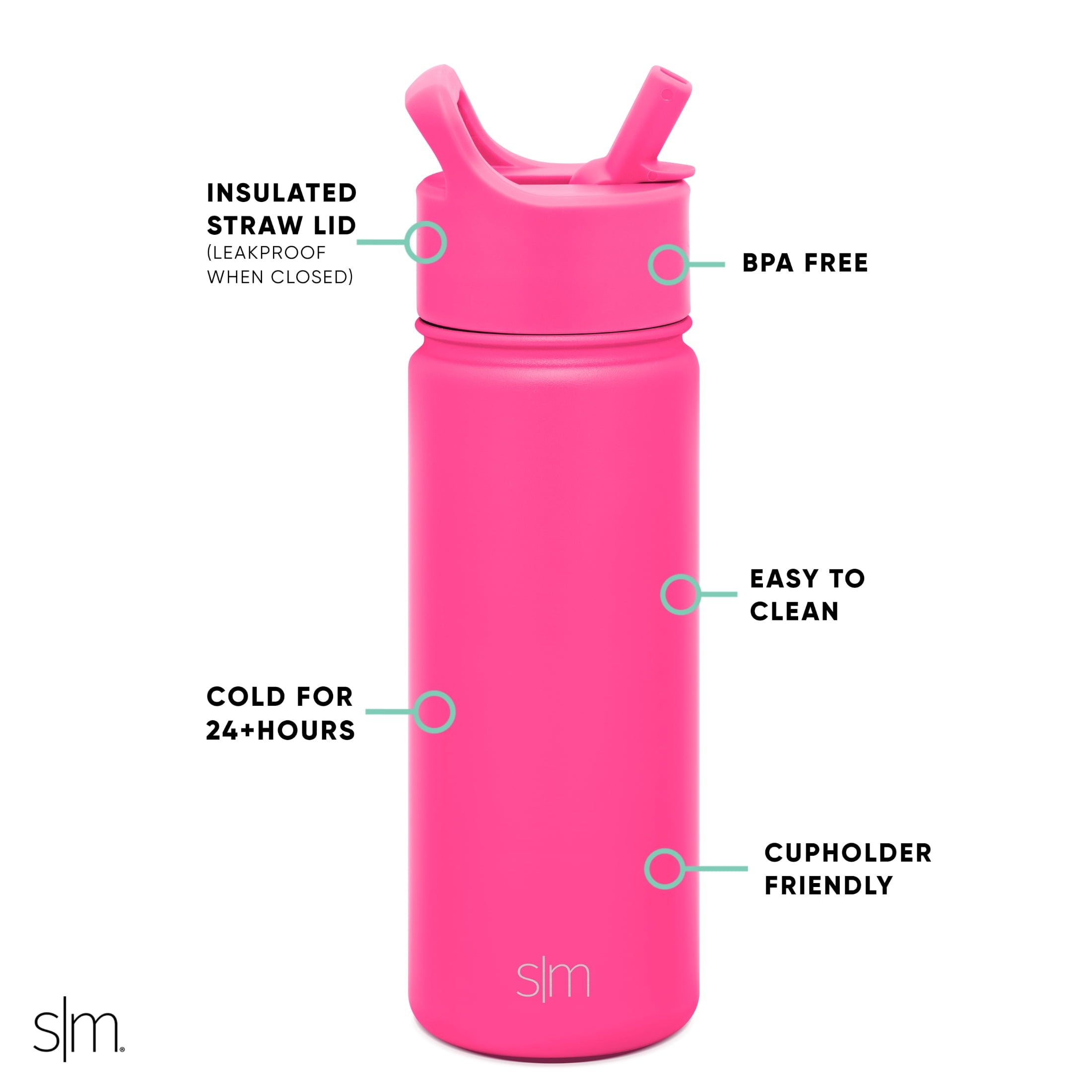 Simple Modern Summit Water Bottle Straw Lid Vacuum Insulated Stainless Steel Bottle | 18 fl oz - GOF0