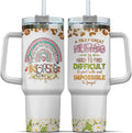 Tumbler 40 Oz With Handle Lid And Straw, Nurse Gifts, Black Camo White Engraved Print Travel Nurses Tumblers Handle Funny Cups Nursing For, Great Nurse Rainbow Daisy Flower - UUWW