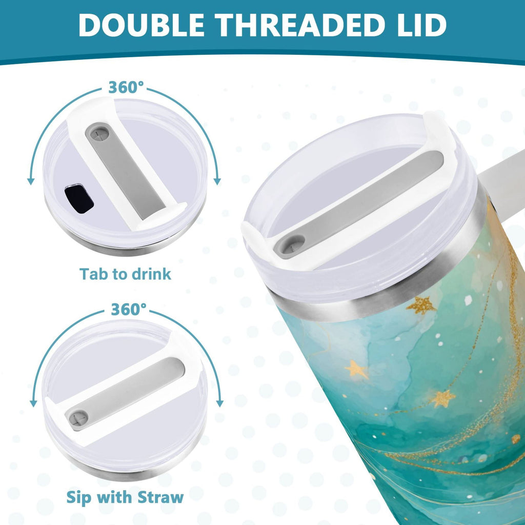 40 oz Insulated Stainless Steel Tumbler Double Wall Stainless Steel Tumbler with 2-Way Drinking Beautiful Watercolor Stars - OWJR