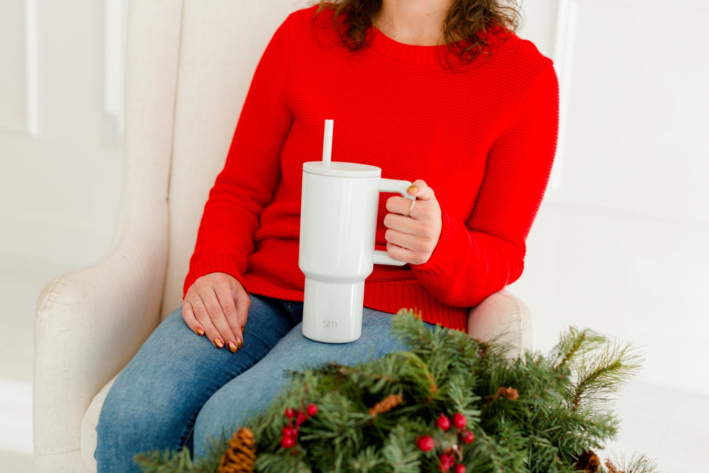 Simple Modern 30 fl oz Insulated Stainless Steel Trek Tumbler with Straw Lid | Seaglass Sage and Cream Checkmate - B21Q