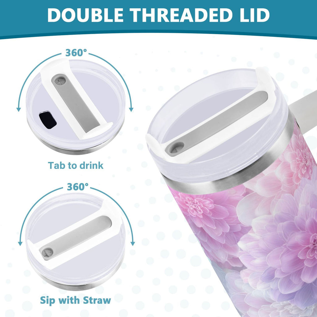30 oz Insulated Stainless Steel Tumbler Double Wall Stainless Steel Tumbler with 2-Way Drinking Cute Pastel Watercolor Floral - 2I44