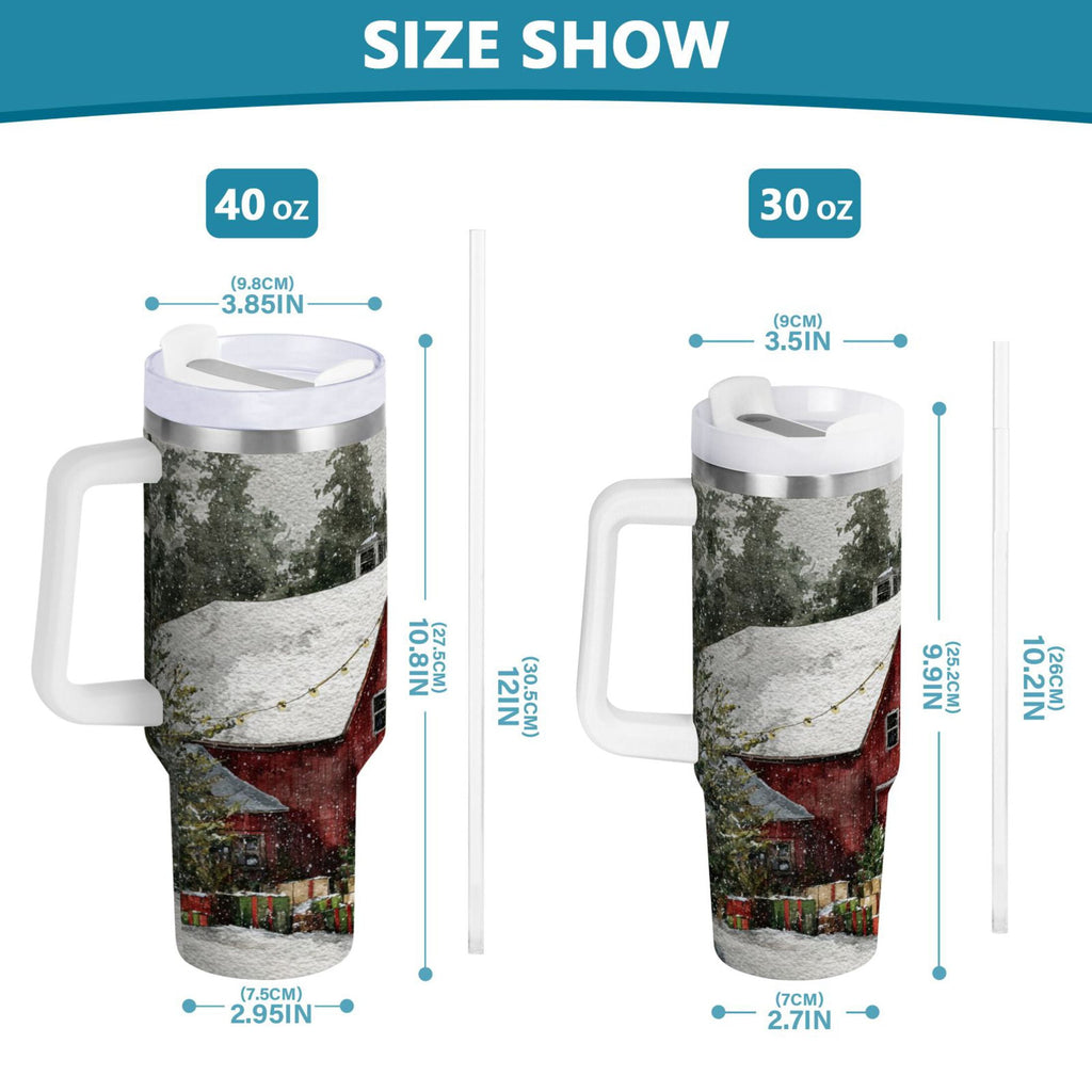 30 oz Insulated Stainless Steel Tumbler Double Wall Stainless Steel Tumbler with 2-Way Drinking Old Red Barn - PS56