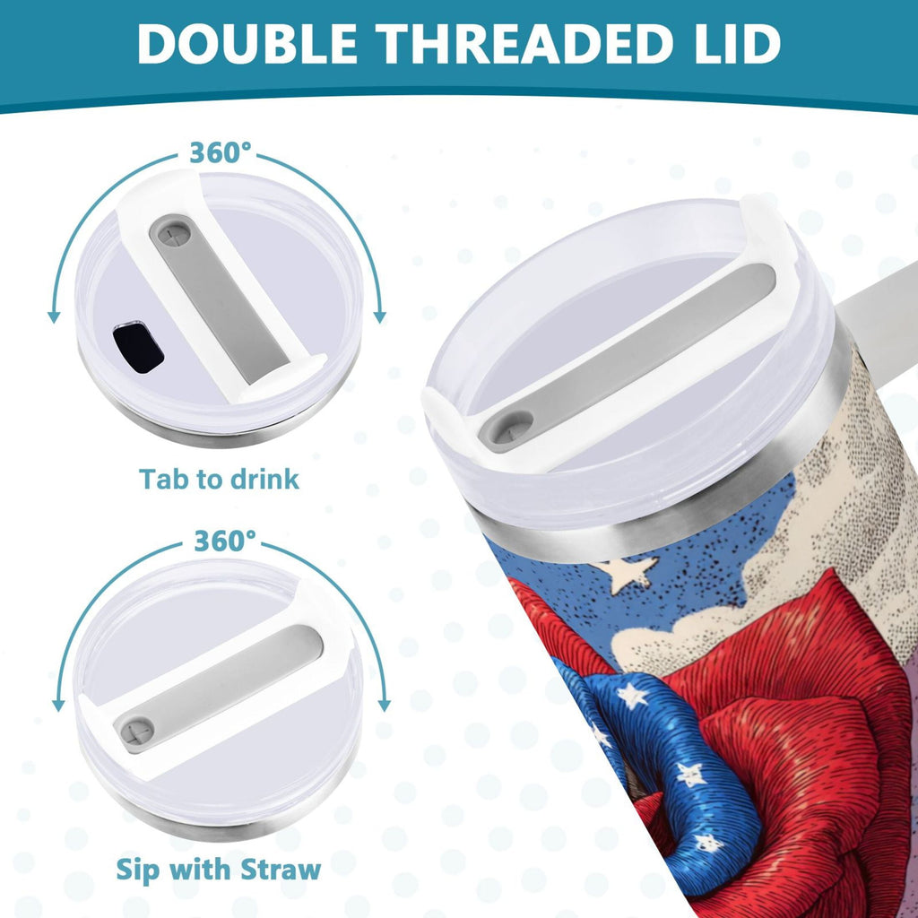 40 oz Insulated Stainless Steel Tumbler Double Wall Stainless Steel Tumbler with 2-Way Drinking Roses and Clouds - CHBA