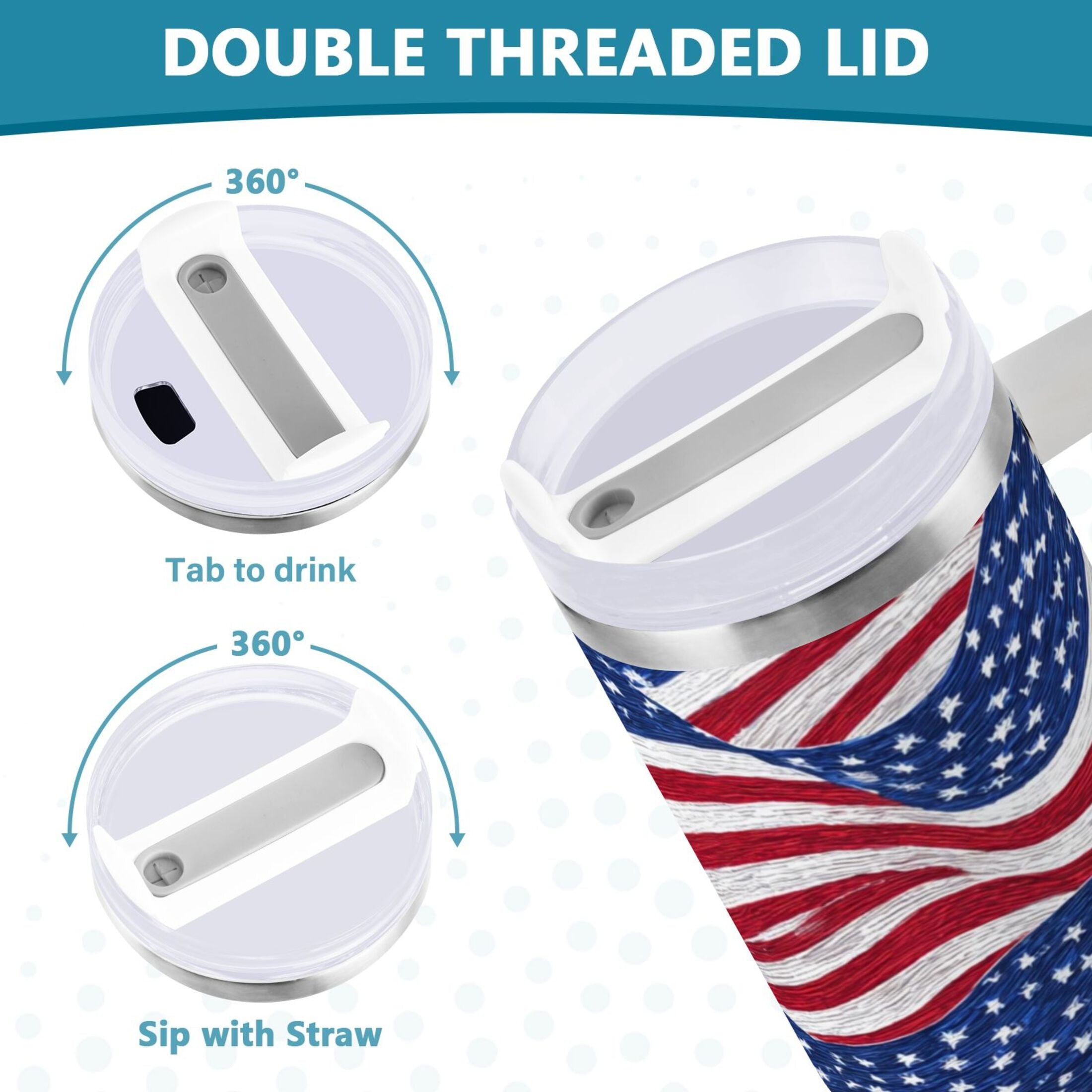 30 oz Insulated Stainless Steel Tumbler Double Wall Stainless Steel Tumbler with 2-Way Drinking Flags Wave Pattern - F6YR