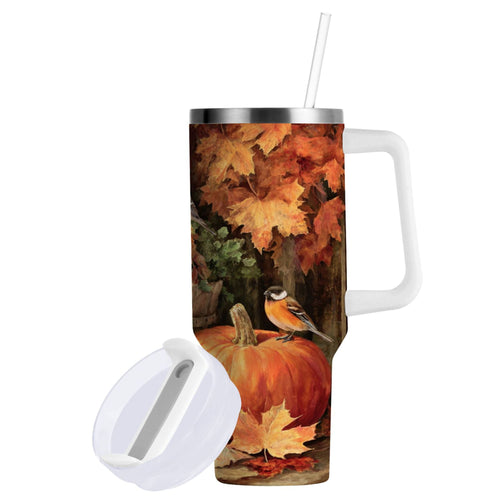 30 oz Insulated Stainless Steel Tumbler Double Wall Stainless Steel Tumbler with 2-Way Drinking Beautiful Fall Scene - OZ9B