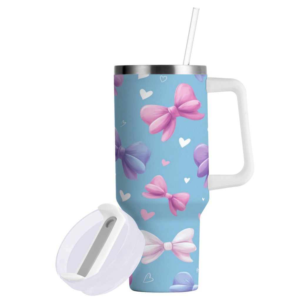 30 oz Insulated Stainless Steel Tumbler Double Wall Stainless Steel Tumbler with 2-Way Drinking Pink and Purple Bows - PDF5
