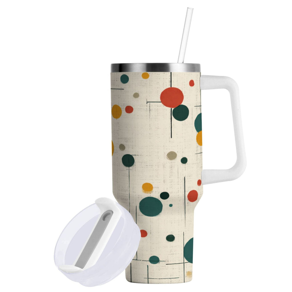 30 oz Insulated Stainless Steel Tumbler Double Wall Stainless Steel Tumbler with 2-Way Drinking Colorful Dots and Lines - M9YA