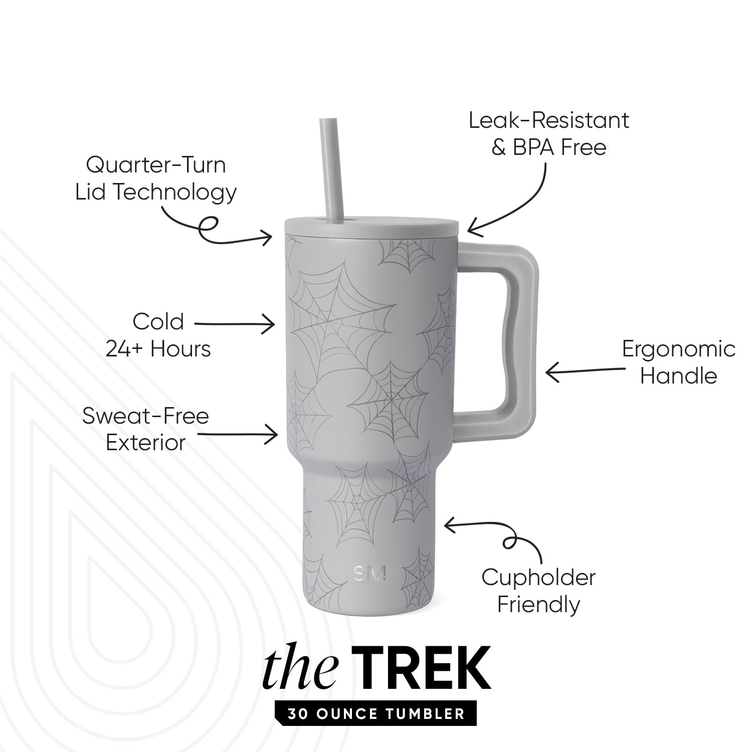 Simple Modern 30 fl oz Insulated Stainless Steel Trek Tumbler with Straw Lid | Seaglass Sage and Cream Checkmate - B21Q