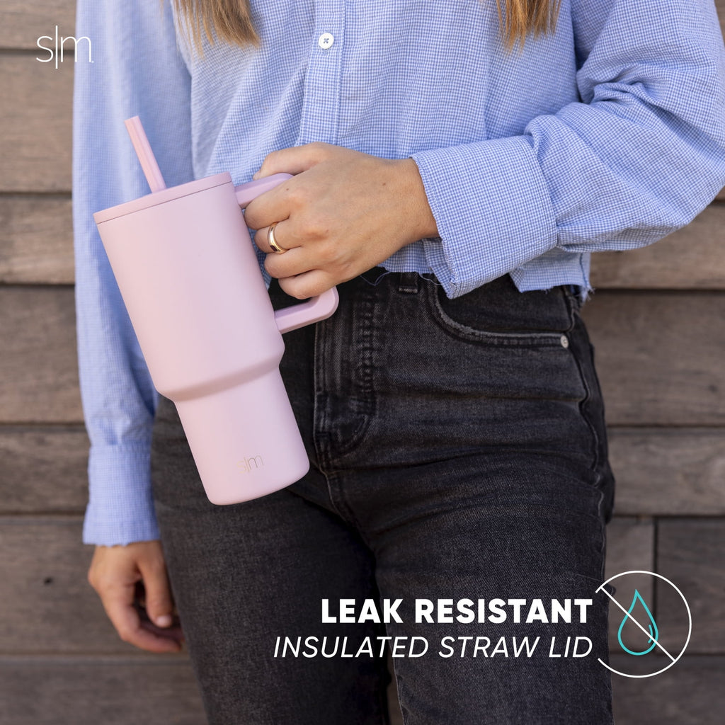 Simple Modern 30 fl oz Insulated Stainless Steel Trek Tumbler with Straw Lid | Seaglass Sage and Cream Checkmate - B21Q