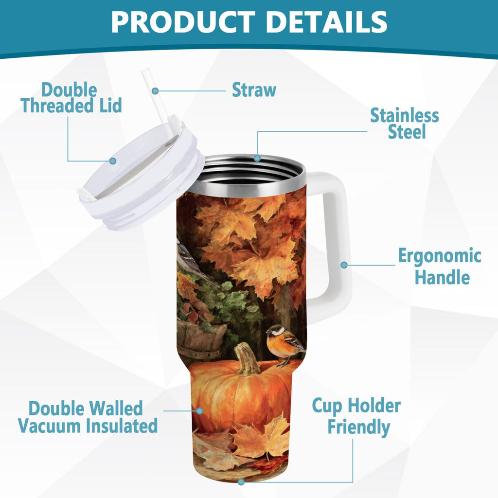 30 oz Insulated Stainless Steel Tumbler Double Wall Stainless Steel Tumbler with 2-Way Drinking Beautiful Fall Scene - OZ9B