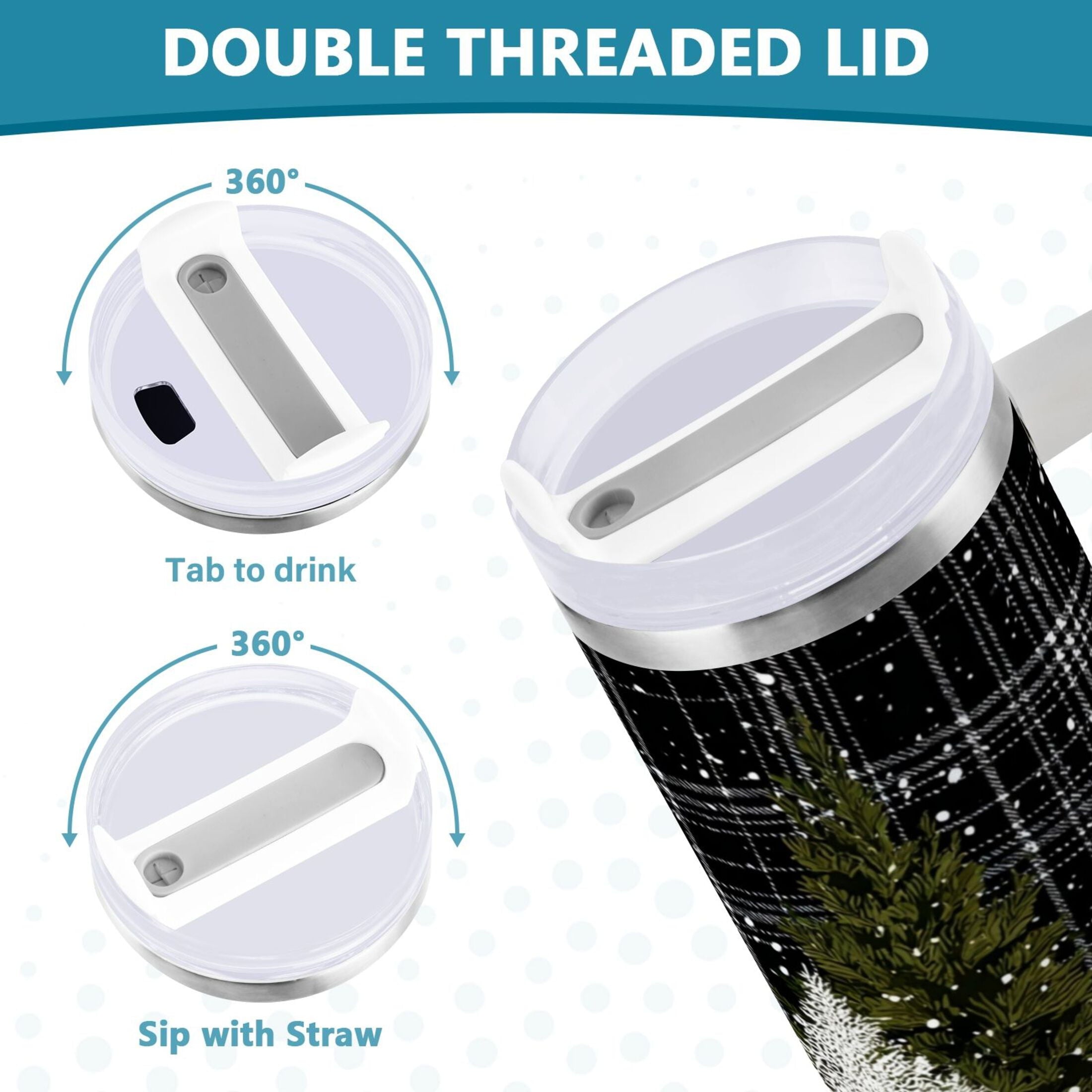 40 oz Insulated Stainless Steel Tumbler Double Wall Stainless Steel Tumbler with 2-Way Drinking Red Truck with Christmas Tree - CG7X