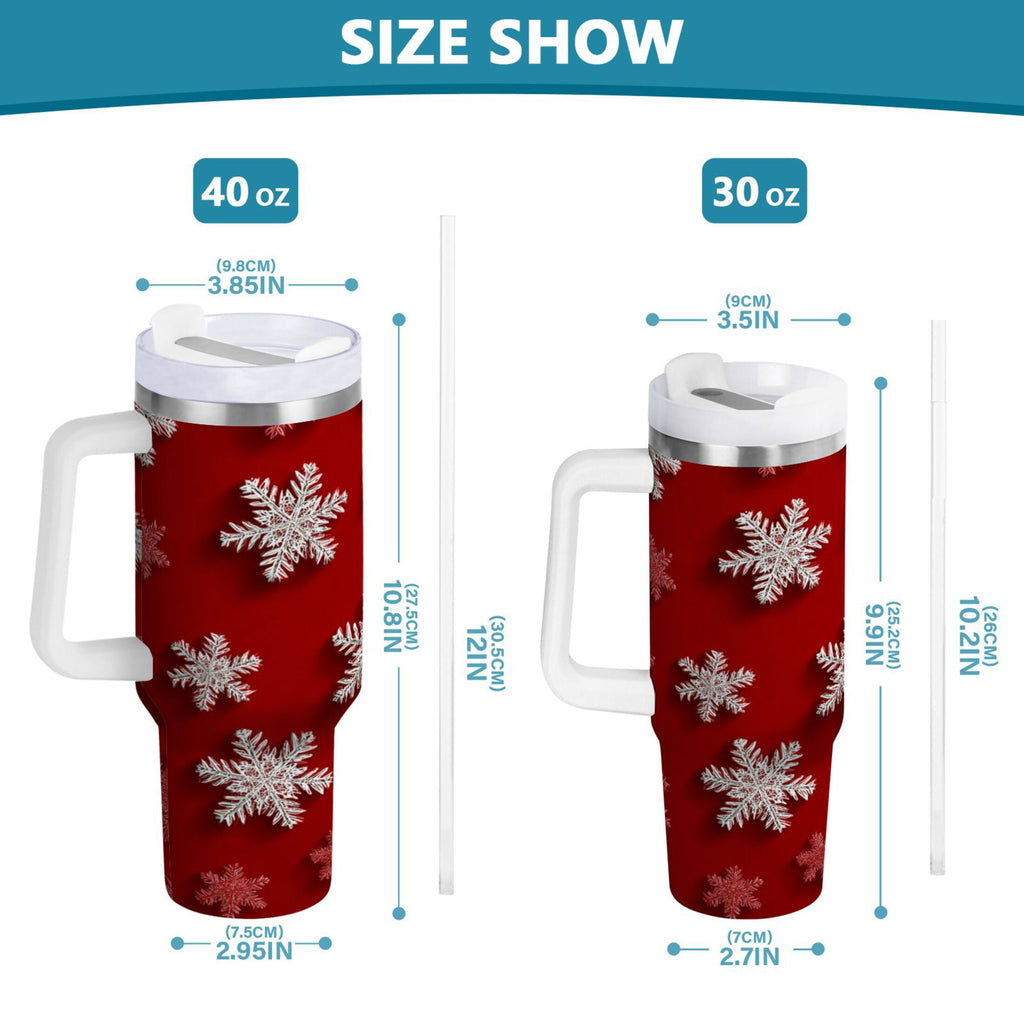 30 oz Insulated Stainless Steel Tumbler Double Wall Stainless Steel Tumbler with 2-Way Drinking Red and White Snowflakes - 1MF9