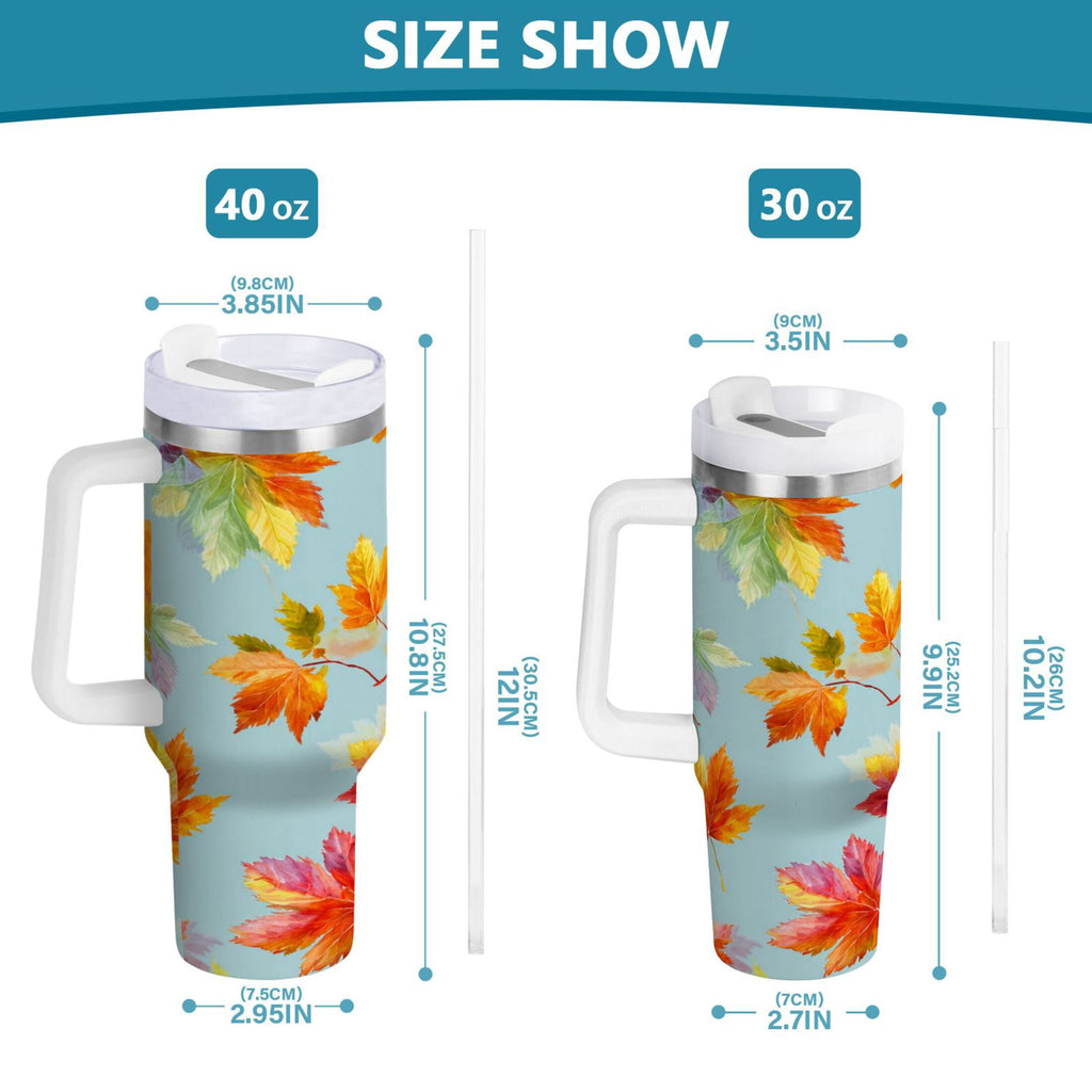 30 oz Insulated Stainless Steel Tumbler Double Wall Stainless Steel Tumbler with 2-Way Drinking Colorful Autumn Maple Leaves - WHKK