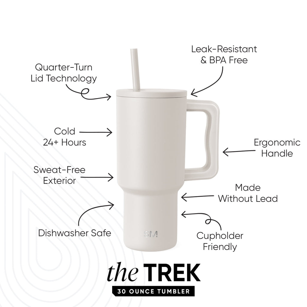 Simple Modern 30 fl oz Insulated Stainless Steel Trek Tumbler with Straw Lid | Seaglass Sage and Cream Checkmate - B21Q