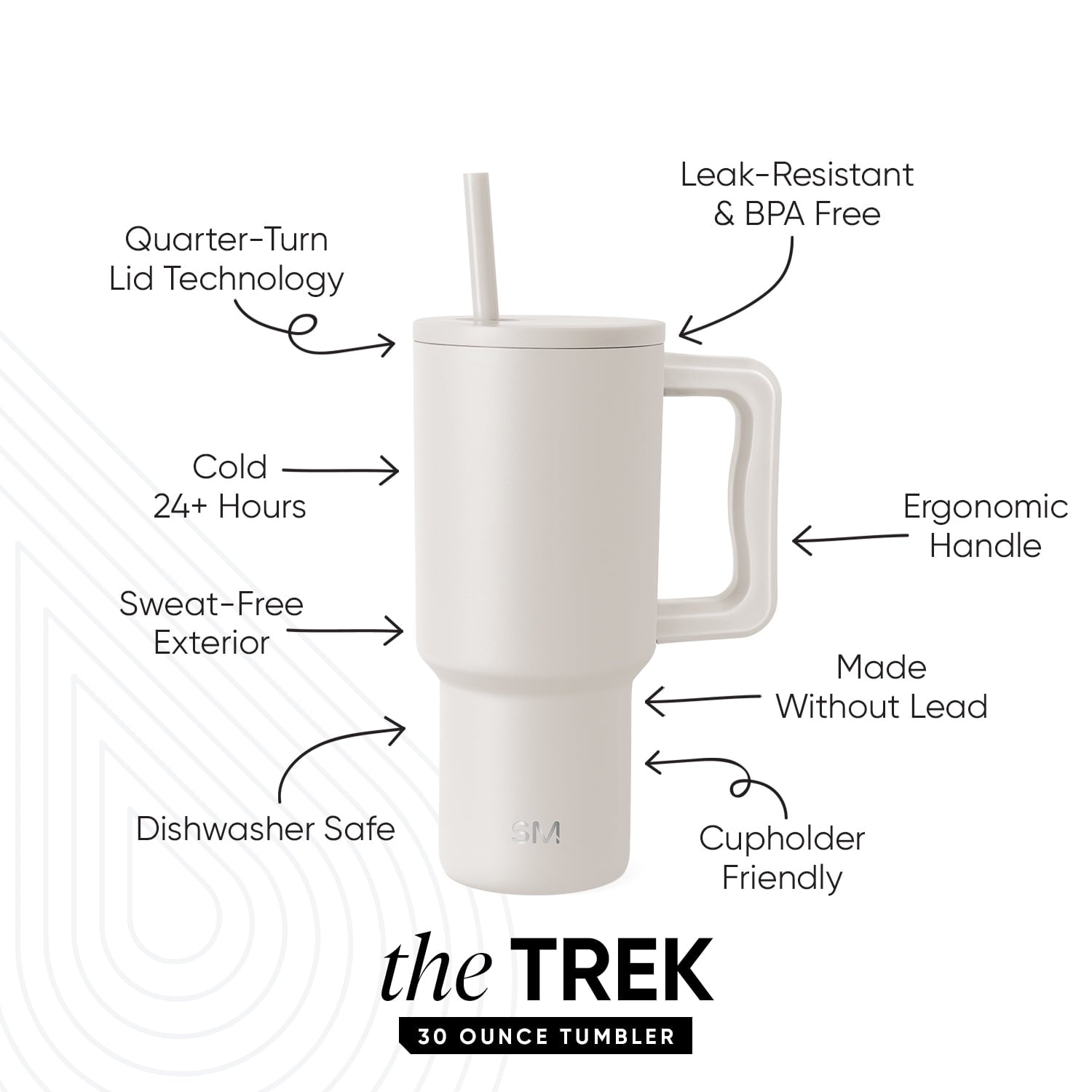 Simple Modern 30 fl oz Insulated Stainless Steel Trek Tumbler with Straw Lid | Seaglass Sage and Cream Checkmate - B21Q