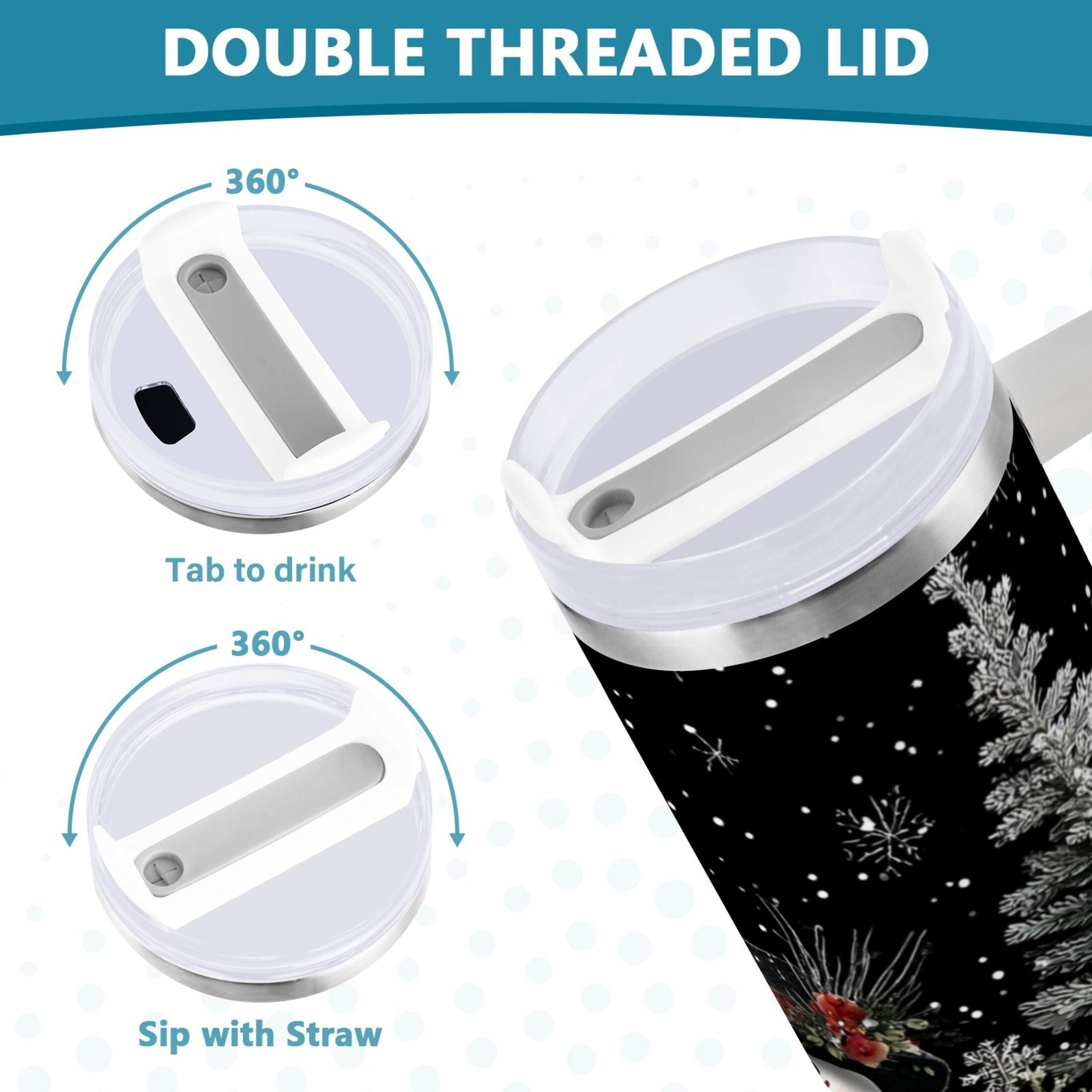 30 oz Insulated Stainless Steel Tumbler Double Wall Stainless Steel Tumbler with 2-Way Drinking Christmas Snowman - CNGJ