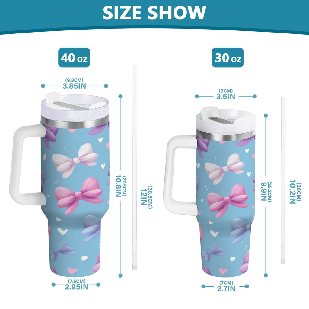 30 oz Insulated Stainless Steel Tumbler Double Wall Stainless Steel Tumbler with 2-Way Drinking Pink and Purple Bows - PDF5