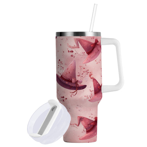 30 oz Insulated Stainless Steel Tumbler Double Wall Stainless Steel Tumbler with 2-Way Drinking Hats with Delicate Bows - G5GX