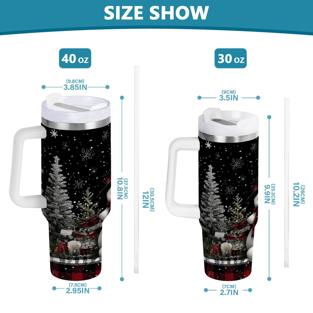 30 oz Insulated Stainless Steel Tumbler Double Wall Stainless Steel Tumbler with 2-Way Drinking Christmas Snowman - CNGJ