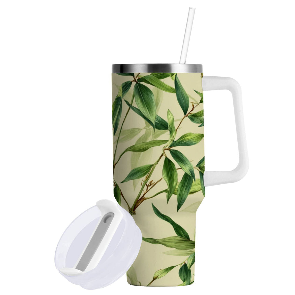 30 oz Insulated Stainless Steel Tumbler Double Wall Stainless Steel Tumbler with 2-Way Drinking Bamboo Pattern - NCGL