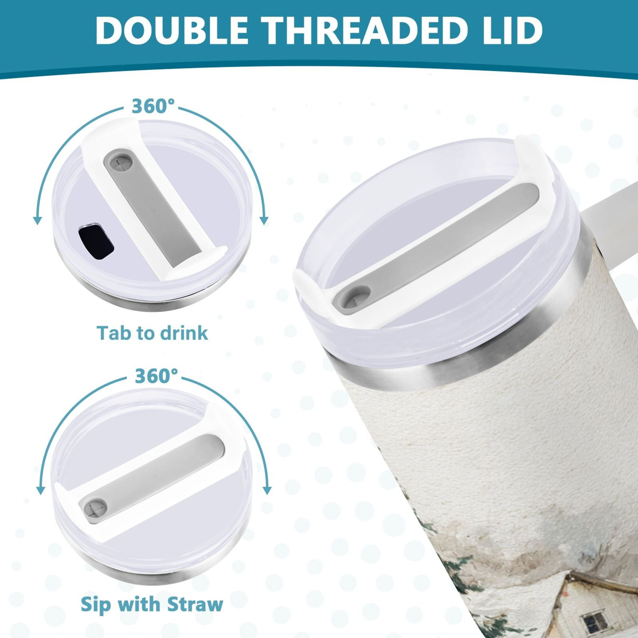 30 oz Insulated Stainless Steel Tumbler Double Wall Stainless Steel Tumbler with 2-Way Drinking Truck with Christmas Decorations - F1JV