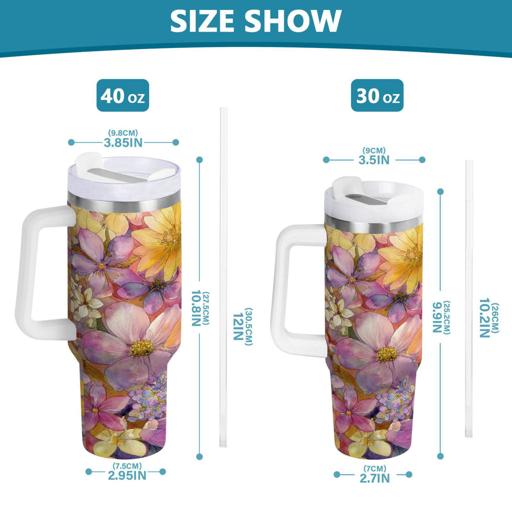 30 oz Insulated Stainless Steel Tumbler Double Wall Stainless Steel Tumbler with 2-Way Drinking Summer Blossoms - ZIWN