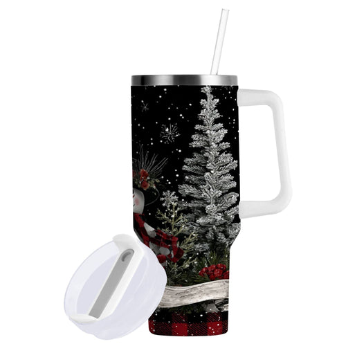 30 oz Insulated Stainless Steel Tumbler Double Wall Stainless Steel Tumbler with 2-Way Drinking Christmas Snowman - CNGJ